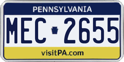 PA license plate MEC2655