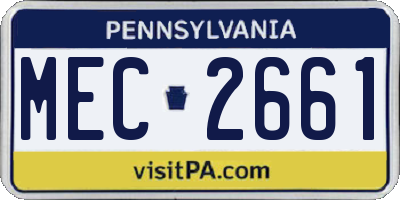 PA license plate MEC2661