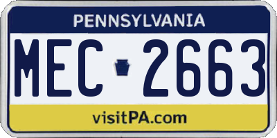 PA license plate MEC2663