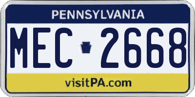 PA license plate MEC2668