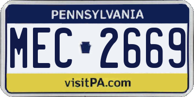 PA license plate MEC2669