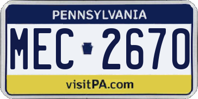 PA license plate MEC2670