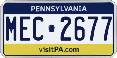 PA license plate MEC2677