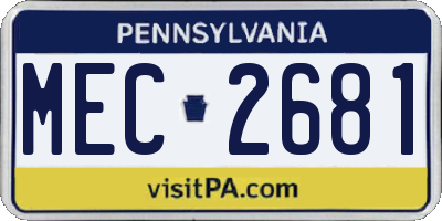 PA license plate MEC2681