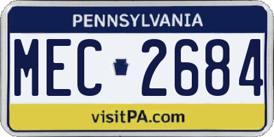 PA license plate MEC2684