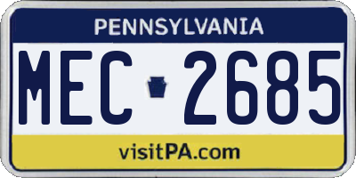 PA license plate MEC2685