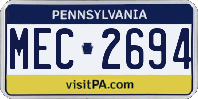 PA license plate MEC2694