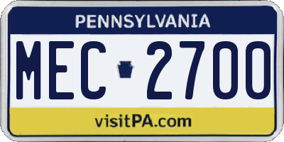 PA license plate MEC2700