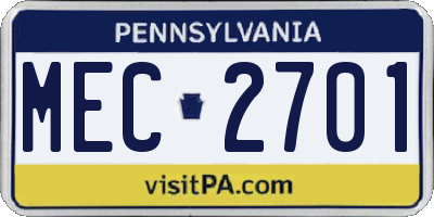 PA license plate MEC2701