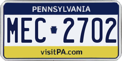 PA license plate MEC2702
