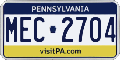 PA license plate MEC2704