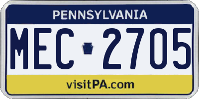 PA license plate MEC2705