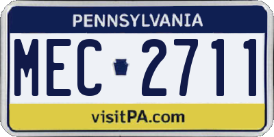 PA license plate MEC2711