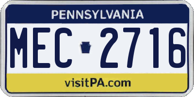 PA license plate MEC2716
