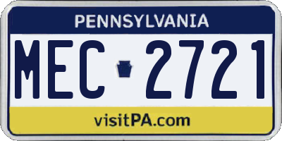 PA license plate MEC2721