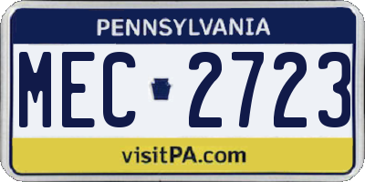 PA license plate MEC2723
