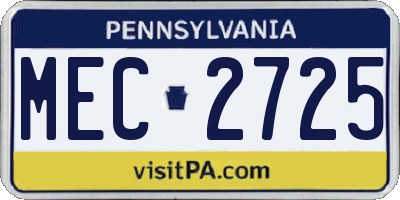 PA license plate MEC2725