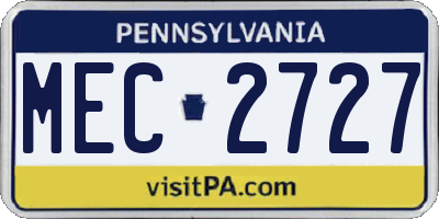 PA license plate MEC2727