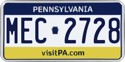PA license plate MEC2728