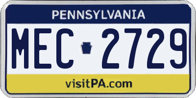 PA license plate MEC2729