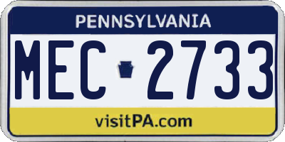 PA license plate MEC2733