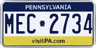 PA license plate MEC2734