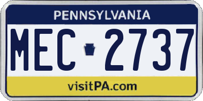 PA license plate MEC2737
