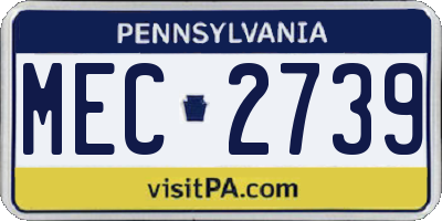 PA license plate MEC2739