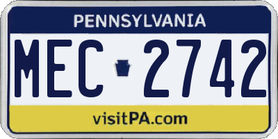 PA license plate MEC2742