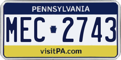 PA license plate MEC2743