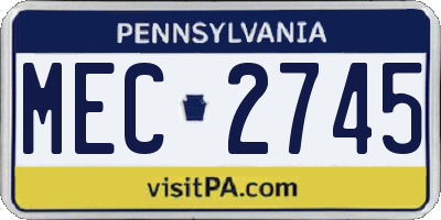 PA license plate MEC2745