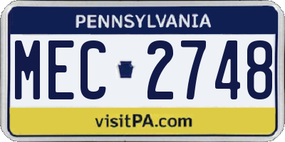 PA license plate MEC2748