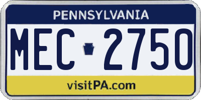 PA license plate MEC2750