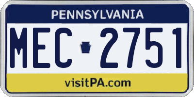 PA license plate MEC2751