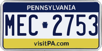 PA license plate MEC2753