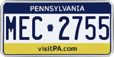 PA license plate MEC2755