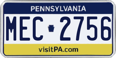 PA license plate MEC2756