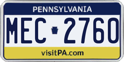 PA license plate MEC2760