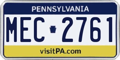 PA license plate MEC2761