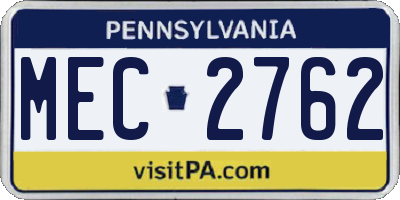 PA license plate MEC2762
