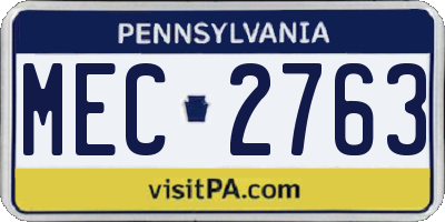 PA license plate MEC2763