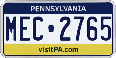PA license plate MEC2765