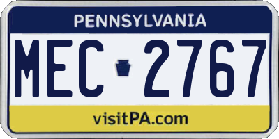 PA license plate MEC2767