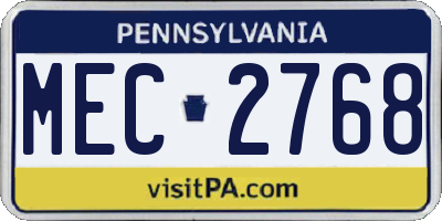 PA license plate MEC2768