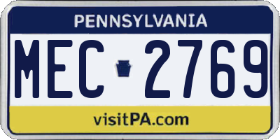 PA license plate MEC2769