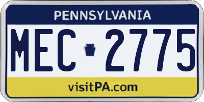 PA license plate MEC2775