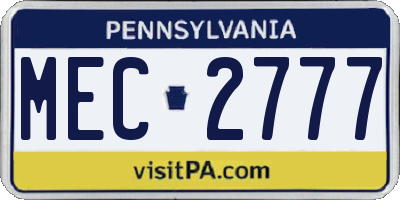 PA license plate MEC2777