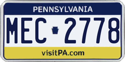 PA license plate MEC2778