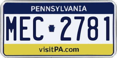PA license plate MEC2781