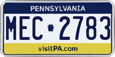PA license plate MEC2783